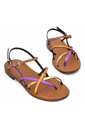 Sandalo donna in cuoio laminato multicolore. DONNARI' | DC04A-CUOIO VIOLA